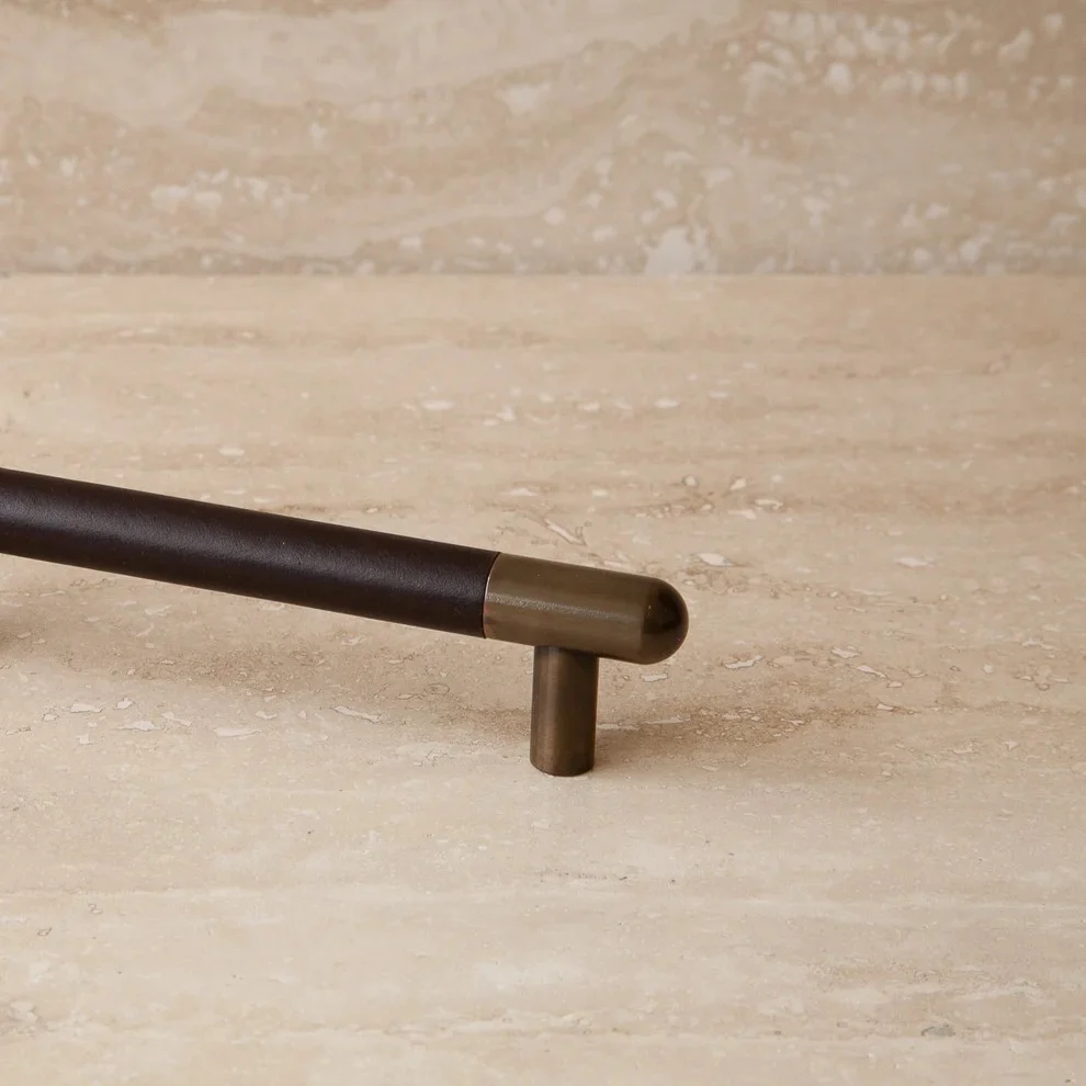 Mineral Leather Wrapped Metal Appliance Bar Pull - Image 4